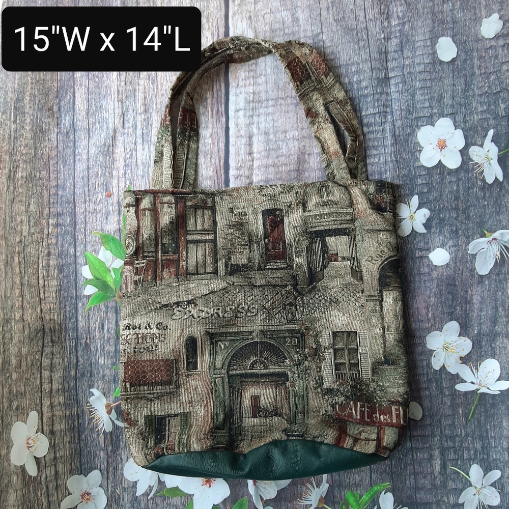 Vintage real tapestry handmade tote bag